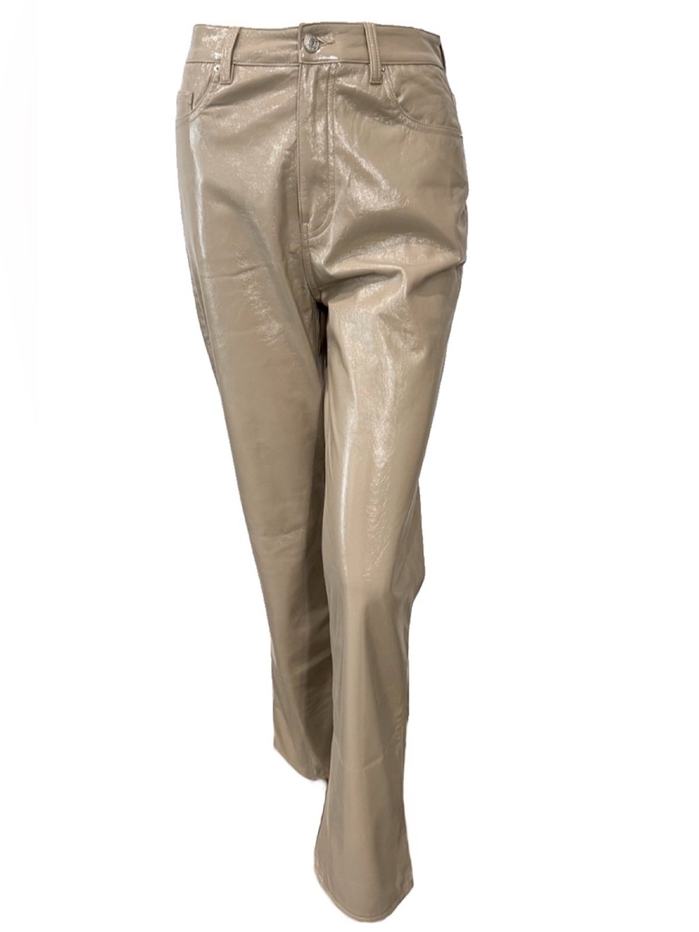 PacSun 90’s Boyfriend Faux Leather Pants Taupe Beige Size 27 Straight Leg - Picture 3 of 10